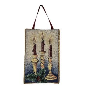 Vintage Christmas Candles Tapestry Wall Hanging Large Christmas Ornament